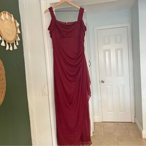 Alex Evenings Wine Red Draped Maxi Dress